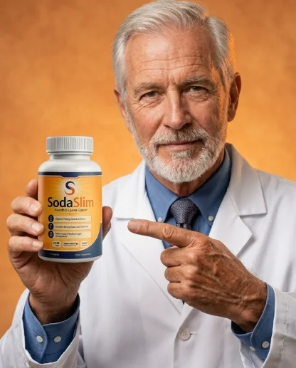 Health professional holding a bottle of SodaSlim